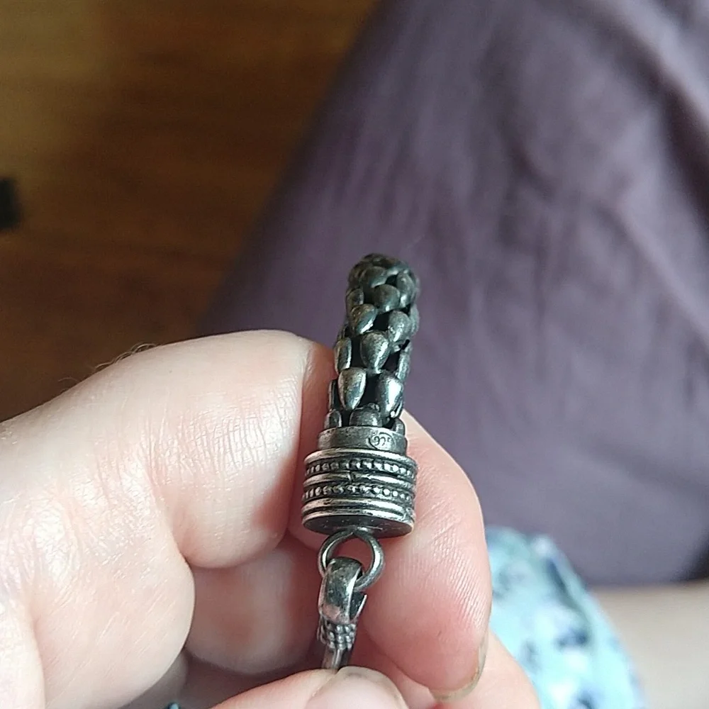 Sterling silver 925 dragon scale or snake scale like bracelet patina